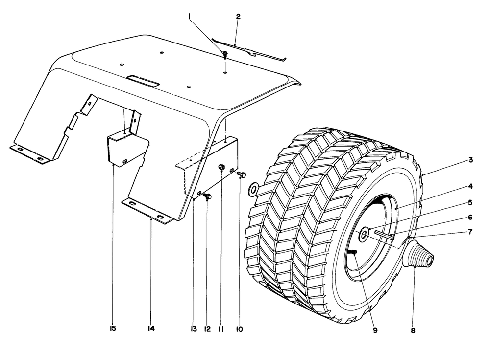 935 And 935e Rear Tire And Fender Assembly Diagram and Parts List for 55050 9000001 - 9999999 Toro Lawn Tractor