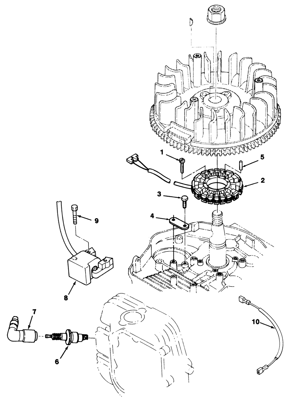 12hp Engine Ignition Assembly Diagram and Parts List for R2-12O501 1000001 - 1999999 Toro Lawn Tractor