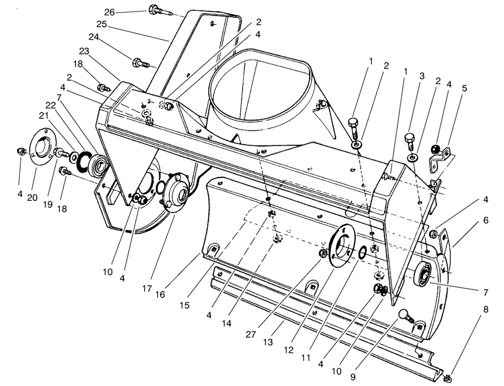 Housing Assembly Diagram and Parts List for 38431 7900001 - 7999999 Toro Snow Blower