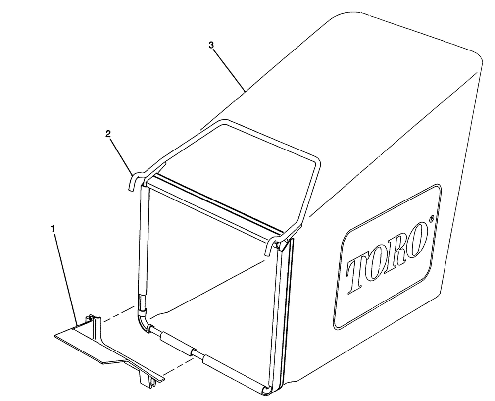 Grass Bag Assembly Diagram and Parts List for 20920 0000001 - 0999999 Toro Lawn Mower