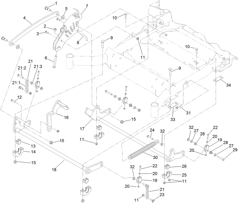 Deck Lift Assembly Diagram and Parts List for 74145 (314000001-314999999)(2014) Toro Lawn Mower
