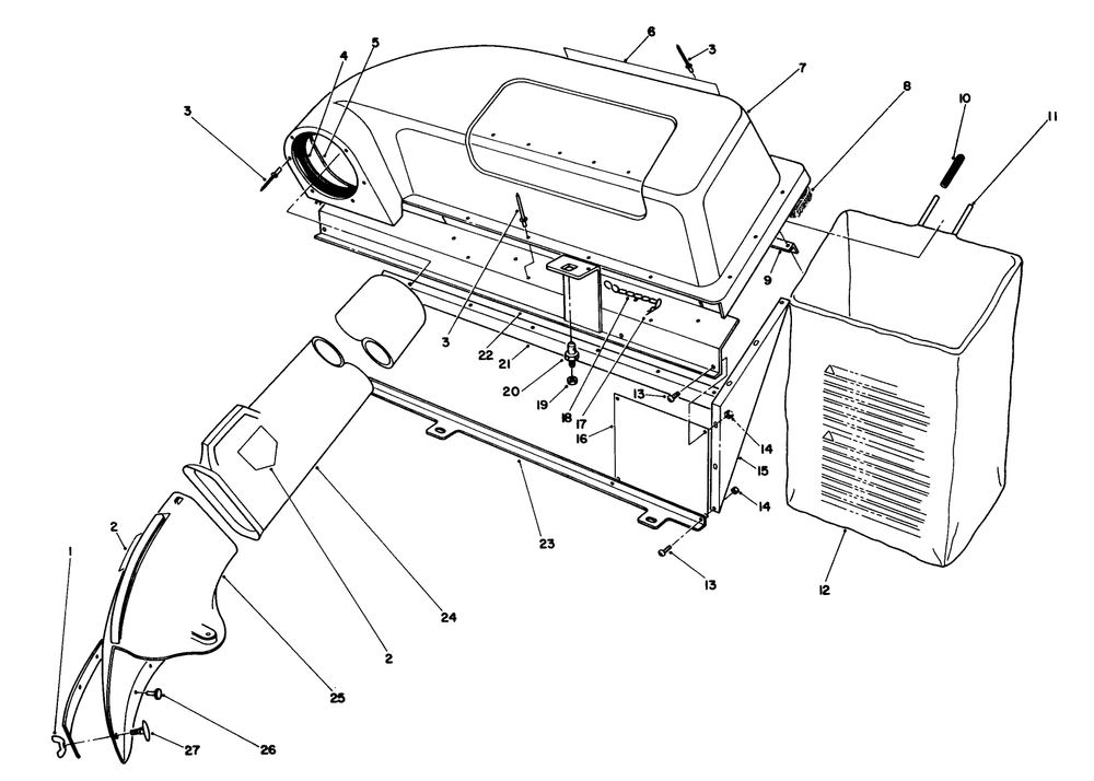 Twin Bagger Grass Catcher Model No. 59052 (Optional) Diagram and Parts List for 56125 6000001 - 6999999 Toro Lawn Tractor