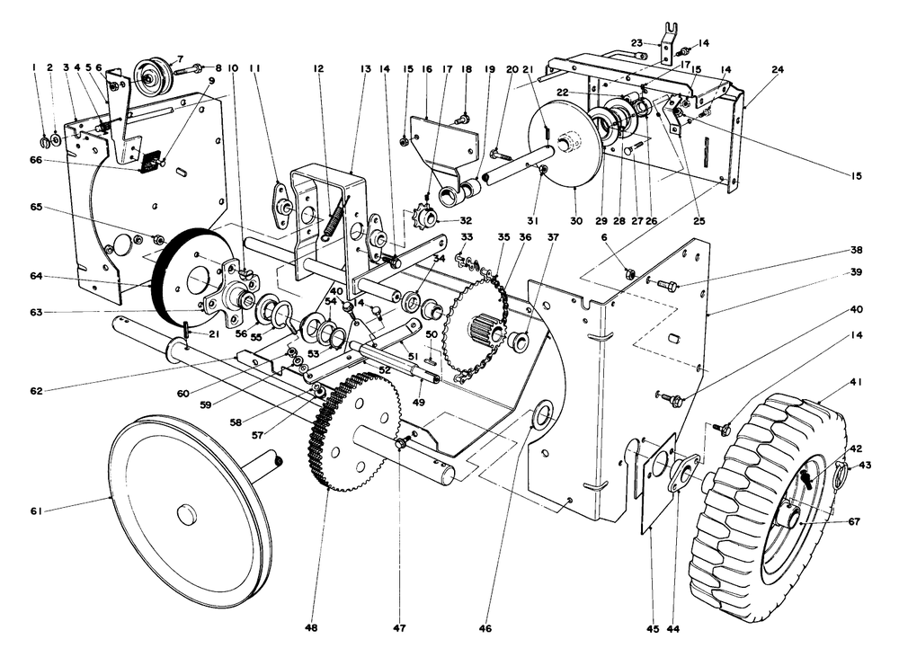 Traction Assembly Diagram and Parts List for 31624 4000001 - 4999999 Toro Snow Blower
