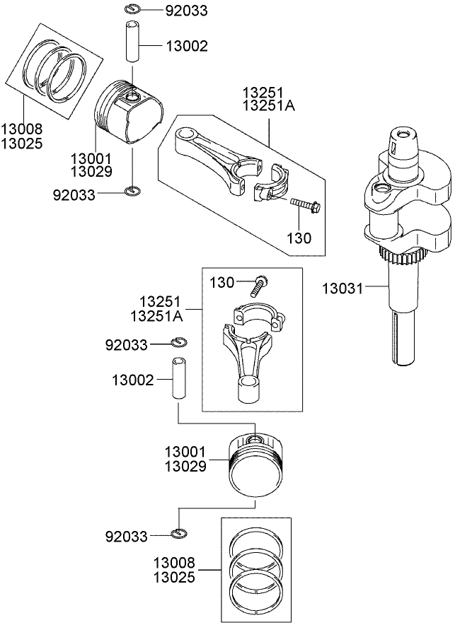 Piston / Crankshaft Assembly Diagram and Parts List for 30314TE (260000001-260999999)(2006) Toro Lawn Mower