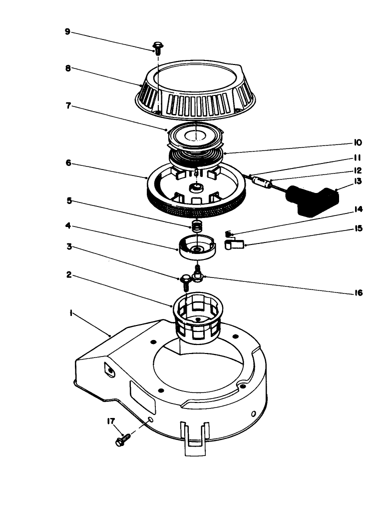 Recoil Assembly (Model No. 47ph-7) Diagram and Parts List for 16212C 8000001 - 8999999 Toro Lawn Mower