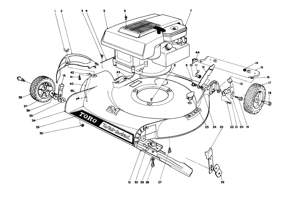 Housing Assembly Diagram and Parts List for 16172 3000001 - 3999999 Toro Lawn Mower