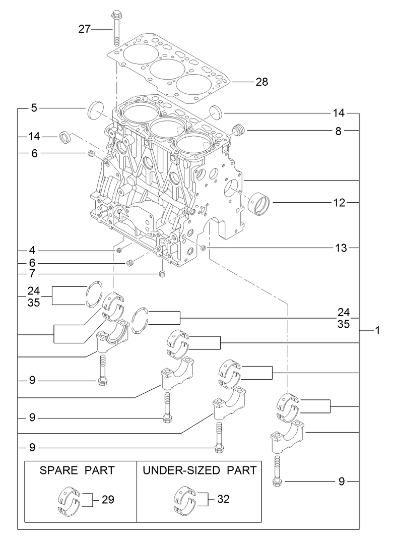 Cylinder Block Assembly Diagram and Parts List for 22370 400000000 - 410399999 Toro Lawn Tractor Accessories