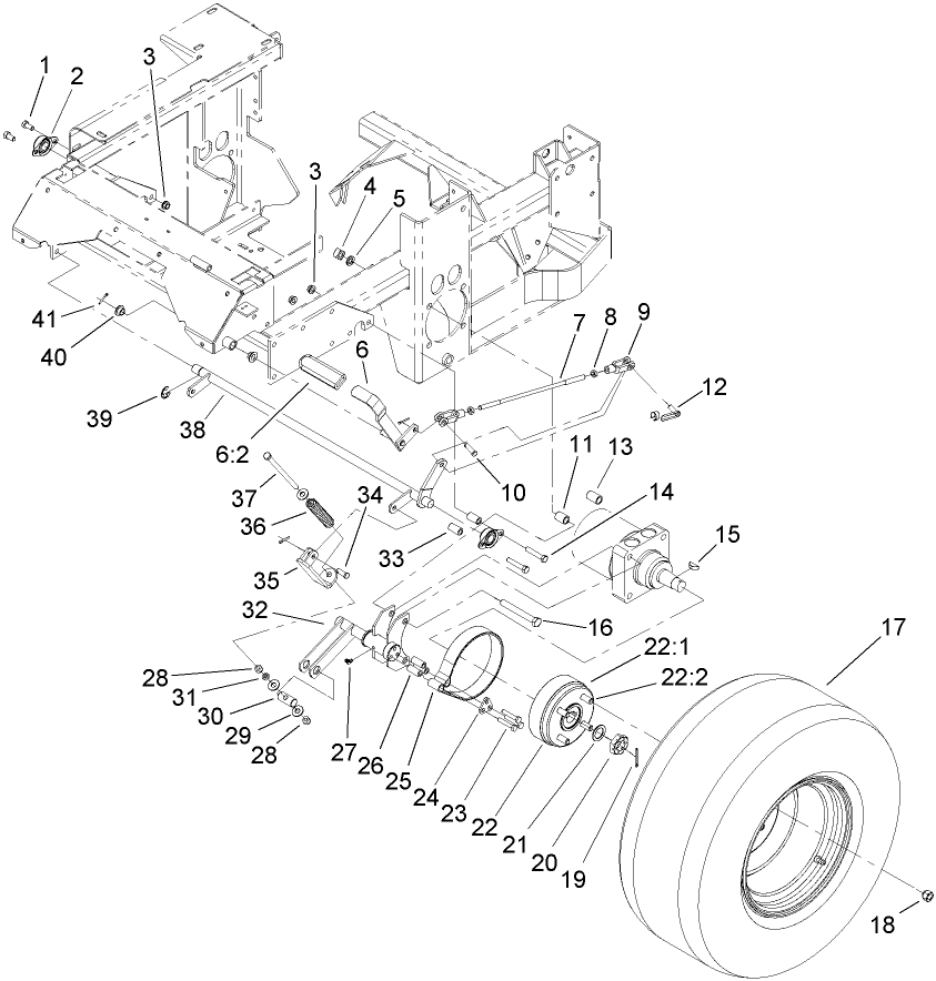 Wheel And Brake Assembly Diagram and Parts List for 74280TE (260000001-260999999)(2006) Toro Lawn Tractor