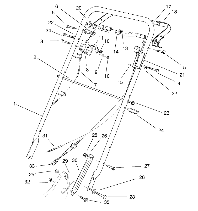 Handle Assembly Diagram and Parts List for 22038 8900001 - 8999999 Toro Lawn Tractor Accessories