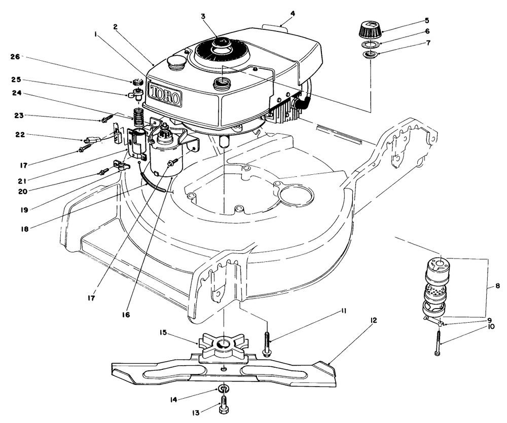 Engine Assembly Diagram and Parts List for 20574 5000001 - 5999999 Toro Lawn Mower