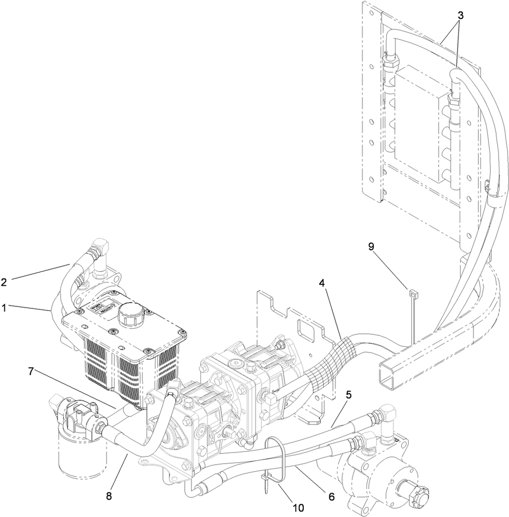 Hydraulic Hose Assembly Diagram and Parts List for 72264TE 409547310 - 411699999 Toro Lawn Tractor