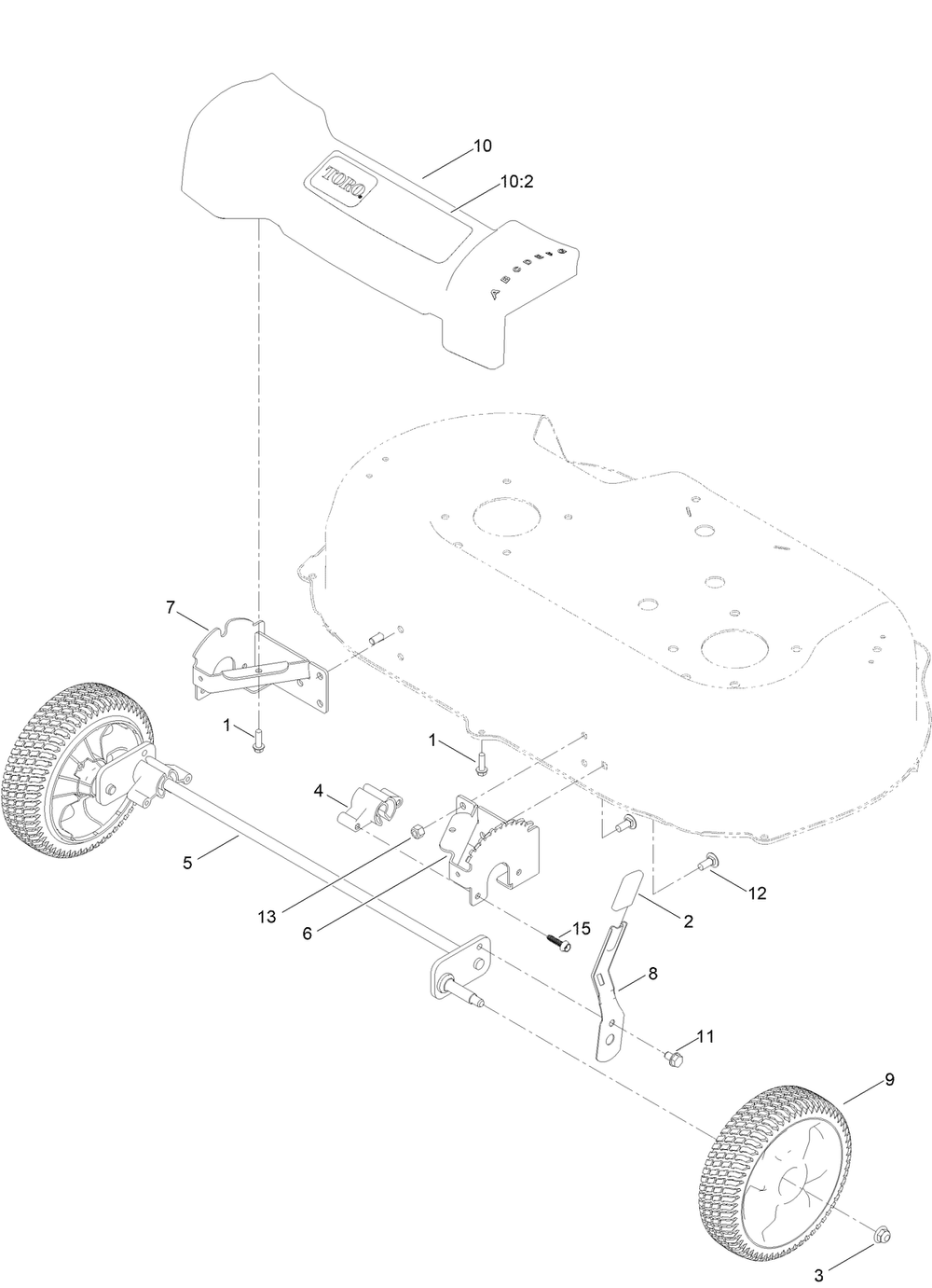 Front Wheel And Height-Of-Cut Assembly Diagram and Parts List for 21200 410174255 - 411599999 Toro Lawn Mower