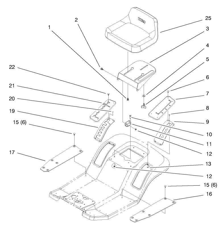 Seat Assembly Diagram and Parts List for 71190 8900001 - 8999999 Toro Lawn Tractor
