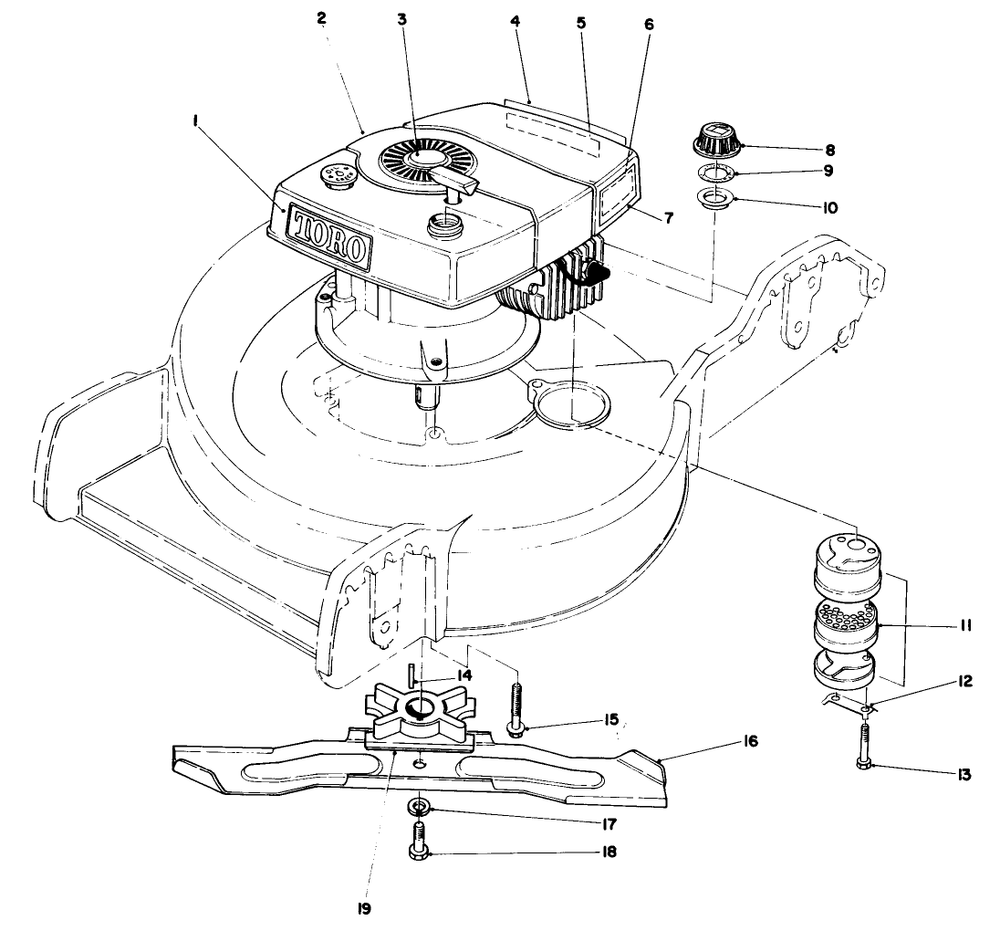 Engine Assembly Diagram and Parts List for 20758 3000001 - 3999999 Toro Lawn Mower