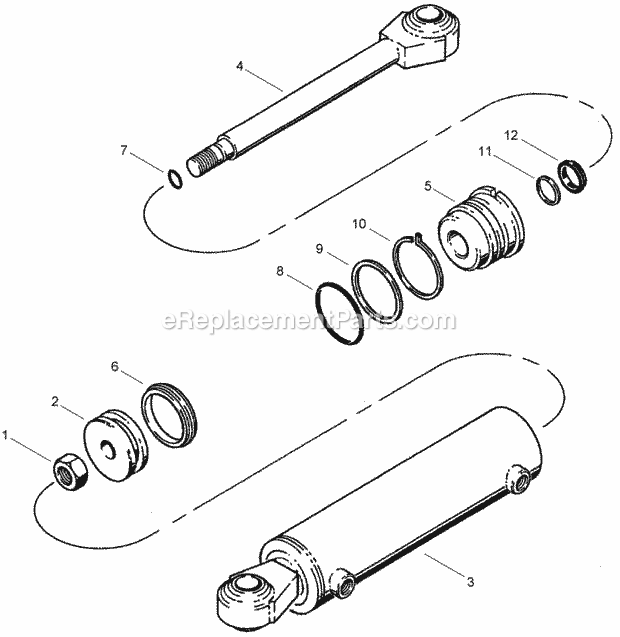 Steering Cylinder Assembly Diagram and Parts List for 2011  Toro Lawn Tractor Accessories