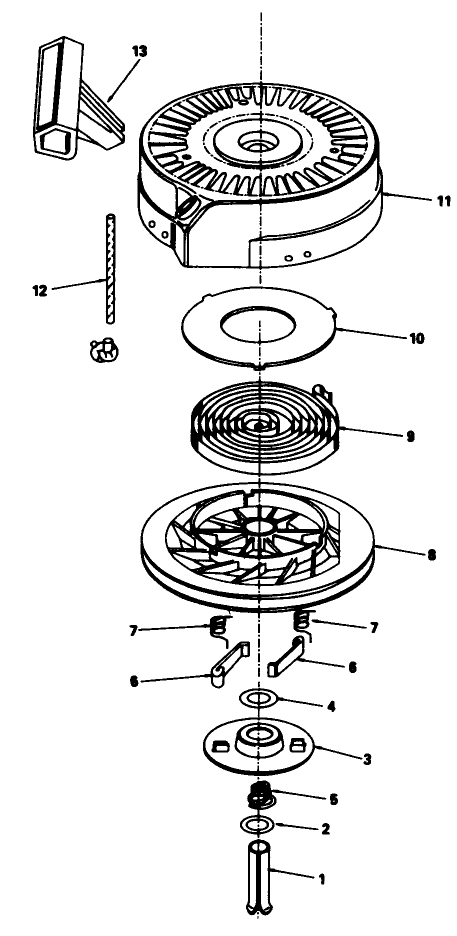Rewind Starter No. 590621 Diagram and Parts List for 20611 9000001 - 9999999 Toro Lawn Mower