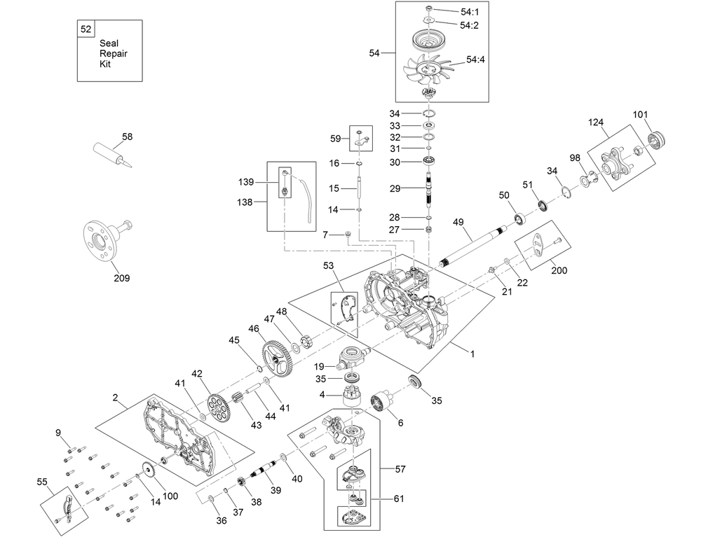 Rh Transaxle Assembly No. 139-7471 Diagram and Parts List for 75756 412800000 - 999999999 Toro Lawn Tractor