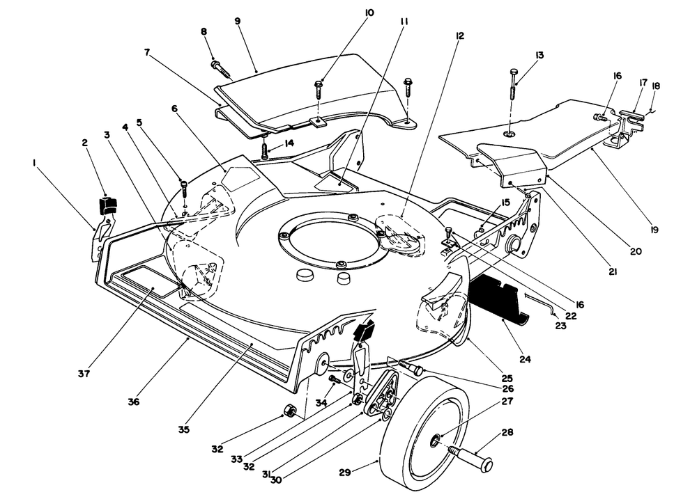 Housing Assembly Diagram and Parts List for 20218 2000001 - 2999999 Toro Lawn Mower