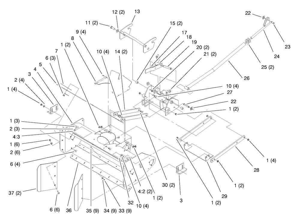 Mounting & Attachment Assembly Diagram and Parts List for 79365 8900001 - 8999999 Toro Lawn Tractor
