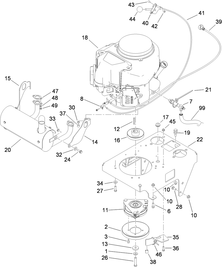 Engine Assembly Diagram and Parts List for 79534 (310000001-310999999)(2010) Toro Lawn Mower
