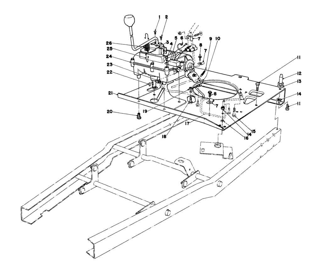 Engine Plate And Shift Assembly Diagram and Parts List for 56006 0000001 - 0999999 Toro Lawn Tractor