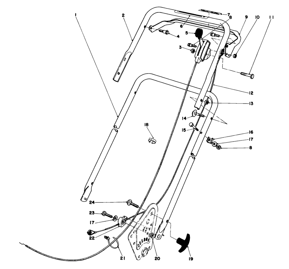 Handle Assembly (Model No. 16890) Diagram and Parts List for 16890 1000001 - 1999999 Toro Lawn Mower