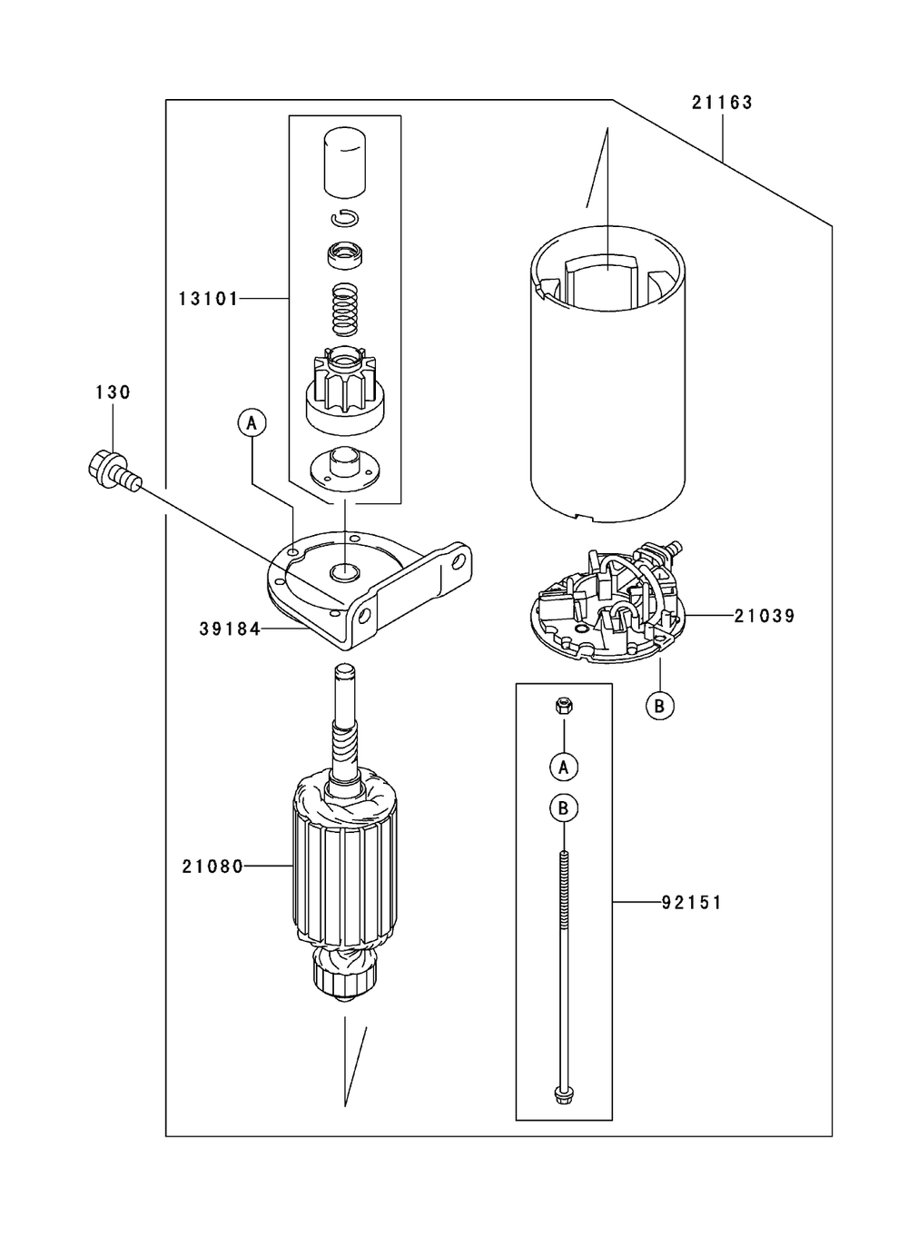 Starter Assembly Diagram and Parts List for 74411TE (250000001-250999999)(2005) Toro Lawn Mower