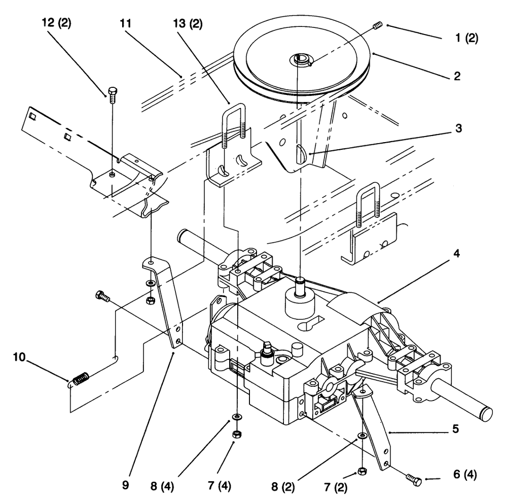 Transaxle-Gear Diagram and Parts List for 72043 6900001 - 6999999 Toro Lawn Tractor