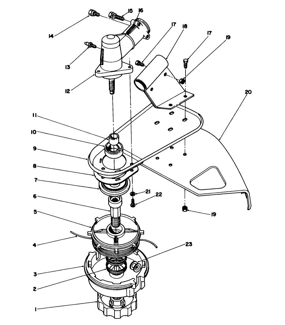Trimmer Head & Gear Box Assembly Diagram and Parts List for 51644 6000001 - 6999999 Toro Trimmer