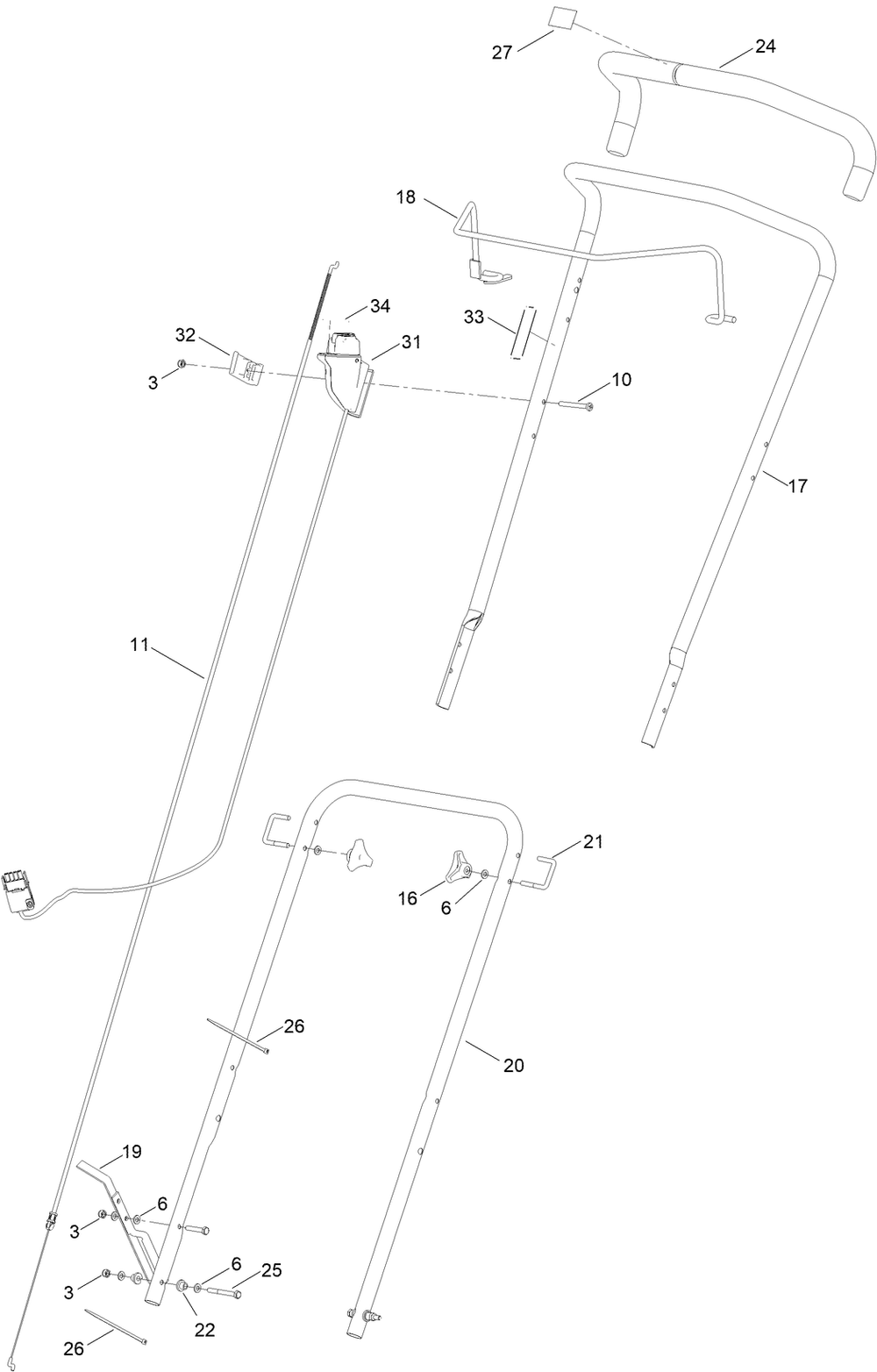 Handle Assembly Diagram and Parts List for 02614T 400000000 - 999999999 Toro Lawn Mower