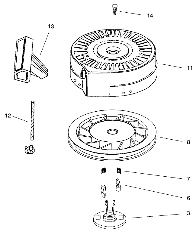 Recoil Starter Assembly No. 590743 (Optional) Diagram and Parts List for 38421 7900001 - 7999999 Toro Snow Blower