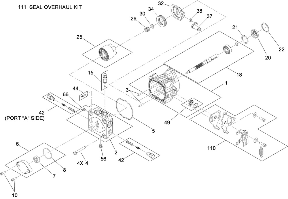Hydraulic Pump Assembly 1 Diagram and Parts List for 79534 (310000001-310999999)(2010) Toro Lawn Mower