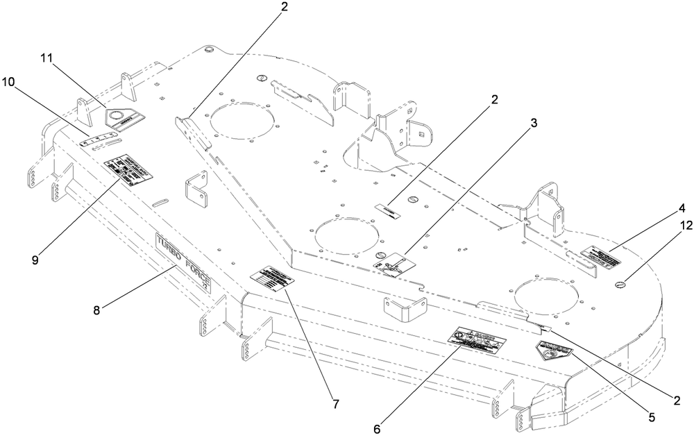 Deck Decal Assembly Diagram and Parts List for 74957CP (310000001-310999999)(2010) Toro Lawn Mower