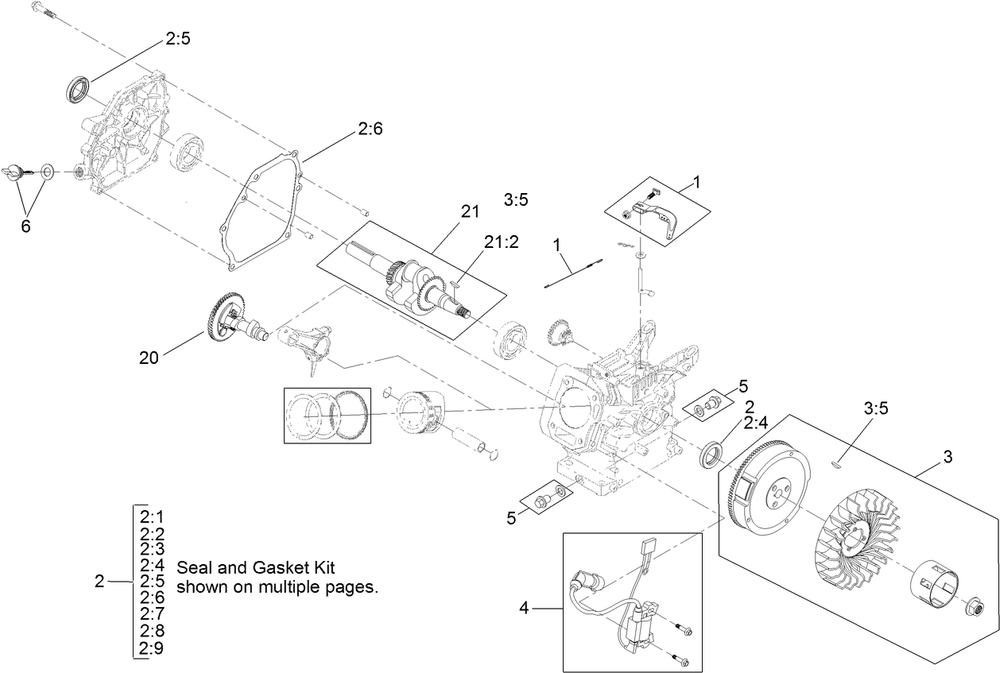 Engine Assembly No. 2 Diagram and Parts List for 38568 407000000 - 999999999 Toro Snow Blower