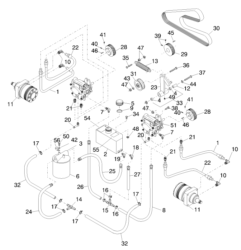 Hydraulics Diagram and Parts List for 74200 890001 - 899999 Toro Lawn Tractor