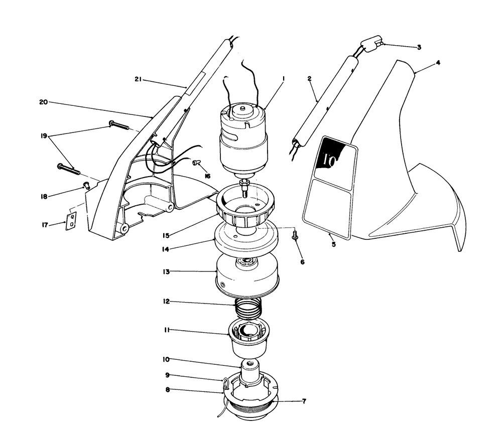 Motor Housing Assembly Diagram and Parts List for 51555 8000001 - 8999999 Toro Trimmer