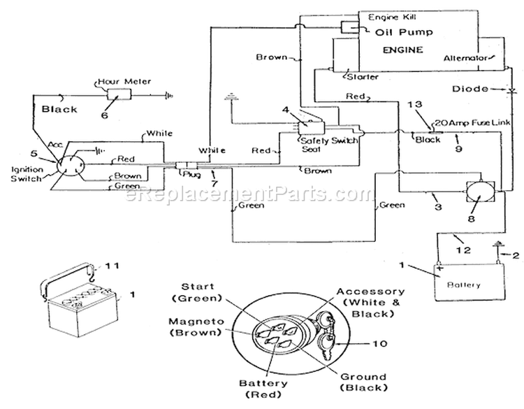 Wiring Diagram and Parts List for 08-18BE01 1985 Toro Lawn Tractor