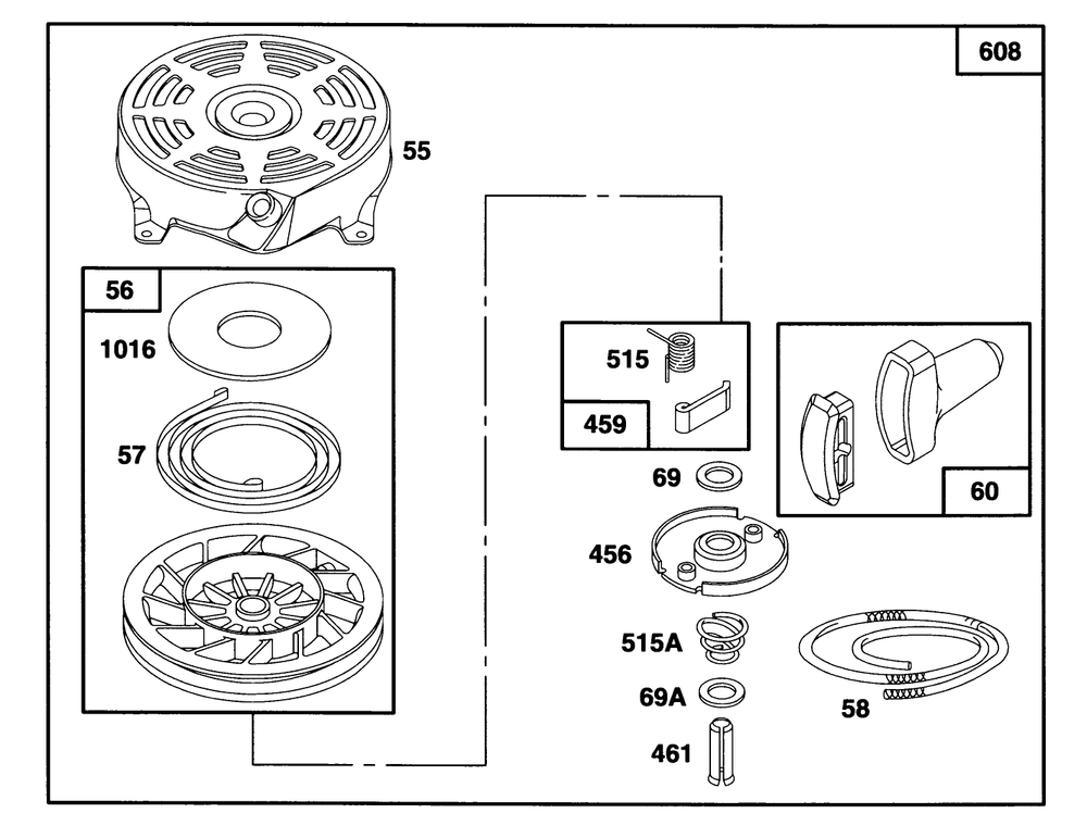 Engine Briggs & Stratton Model 122702-0182-01 Diagram and Parts List for 20907B 4900001 - 4999999 Toro Lawn Mower