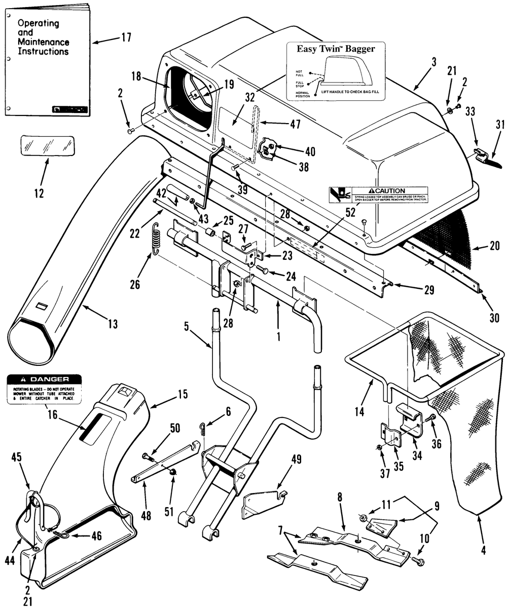 300-Series Easy Twin Rear Grass Bagger-37 In. (94 Cm) Mower Vehicle Identification Number 07-11bc01 Diagram and Parts List for 07-11BC02 1000001 - 1999999 Toro Lawn Tractor Accessories