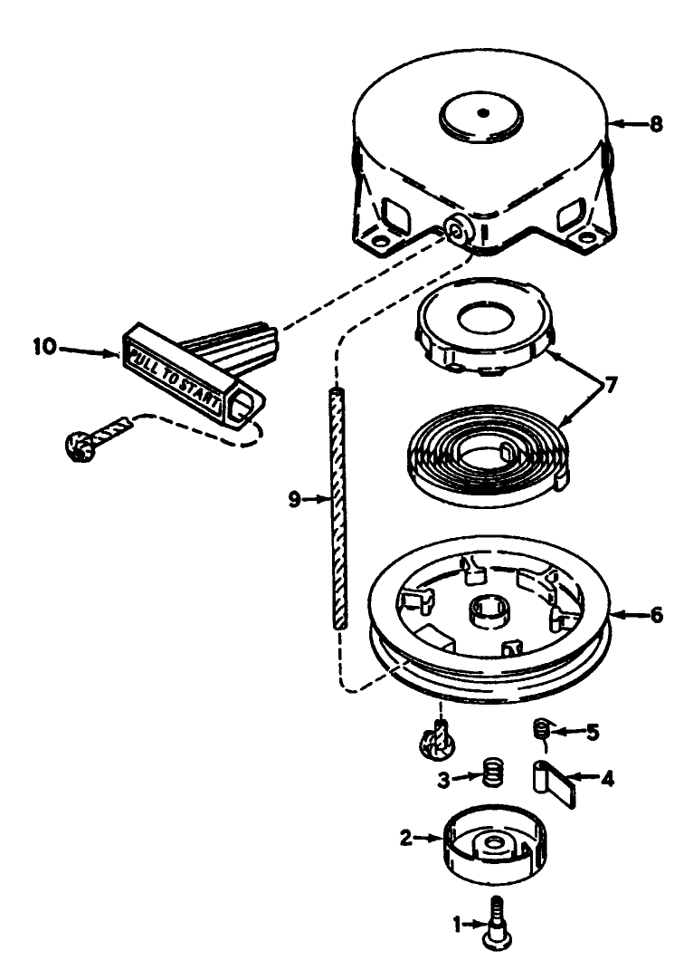 Recoil Starter No. 590537 Diagram and Parts List for 38175 2000001 - 2999999 Toro Snow Blower