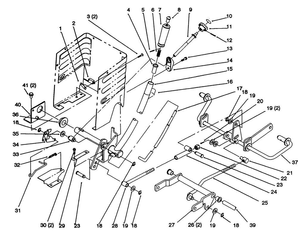 Lift Lever And Height Of Cut Diagram and Parts List for 72063 4900001 - 4999999 Toro Lawn Tractor