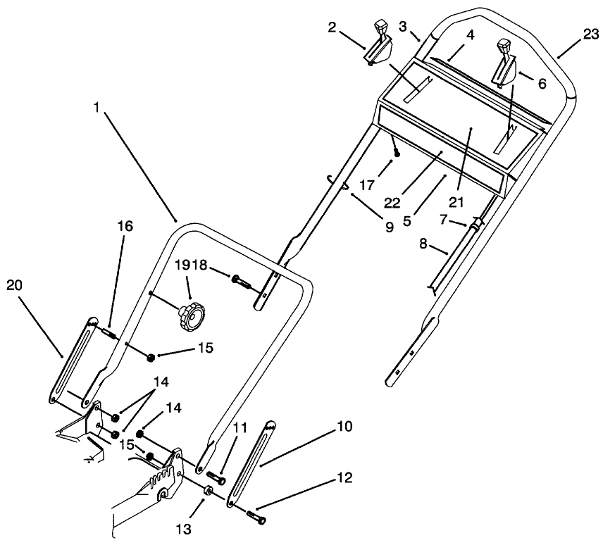Handle Assembly Diagram and Parts List for 20438 49000001 - 49999999 Toro Lawn Mower
