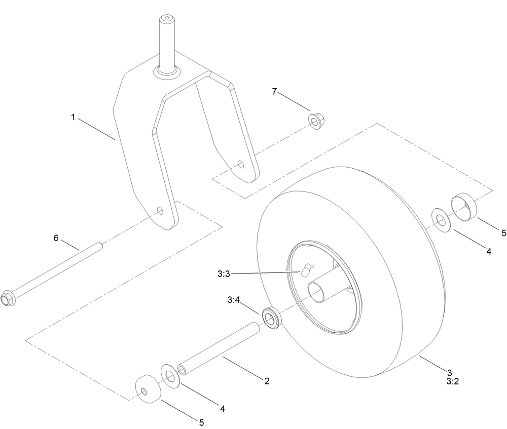 Caster Wheel Assembly No. 145-4603 Diagram and Parts List for 76602 400000000 - 412999999 Toro Lawn Tractor