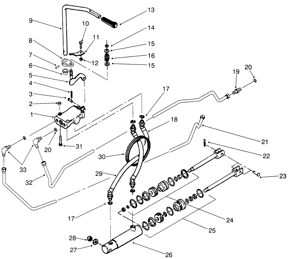 Hydraulic System Diagram and Parts List for 73520 5900001 - 5900177 Toro Lawn Tractor