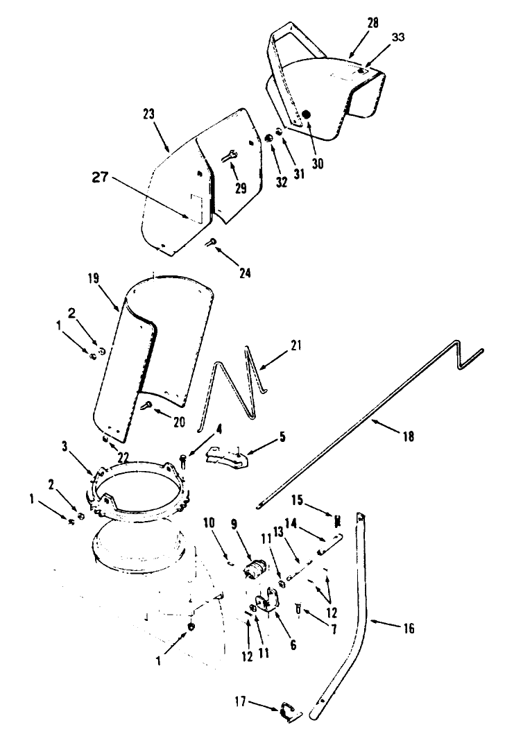 Chute Assembly Diagram and Parts List for 79361 3900001 - 3999999 Toro Lawn Tractor