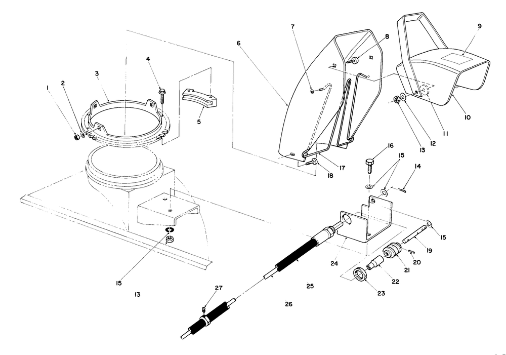 Chute Assembly Diagram and Parts List for 30761 390001 - 399999 Toro Snow Blower