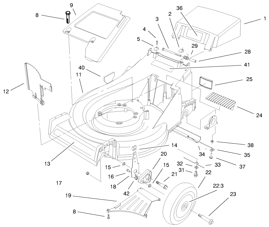 Housing Assembly Diagram and Parts List for 20489 8900001 - 8999999 Toro Lawn Mower