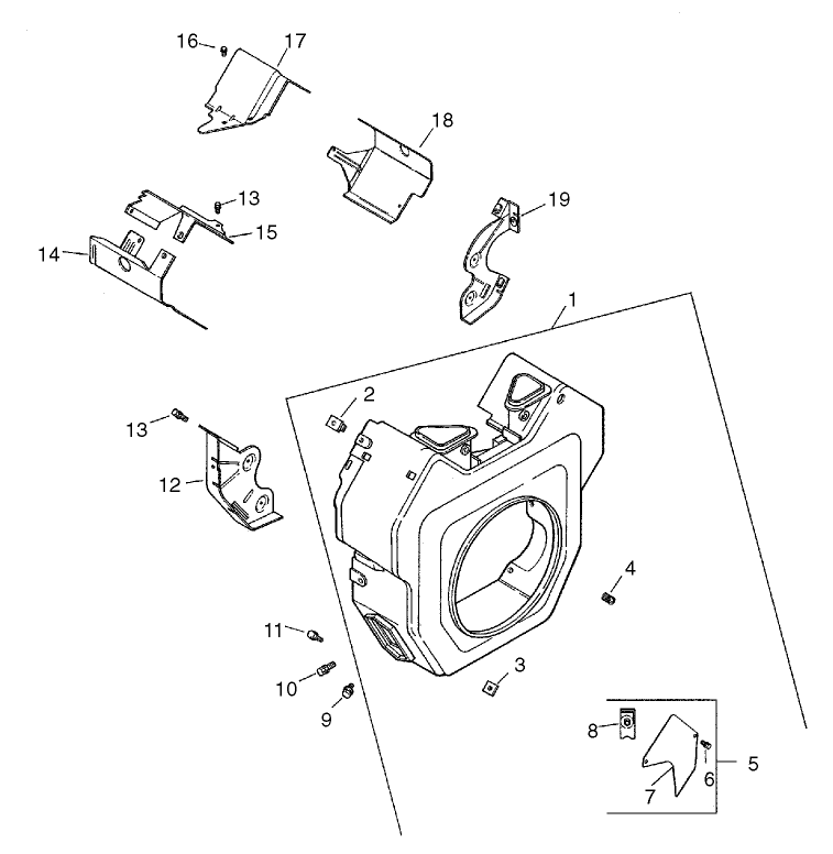 Blower Housing And Baffles Assembly Diagram and Parts List for 74228 (220000001-220999999)(2002) Toro Lawn Mower