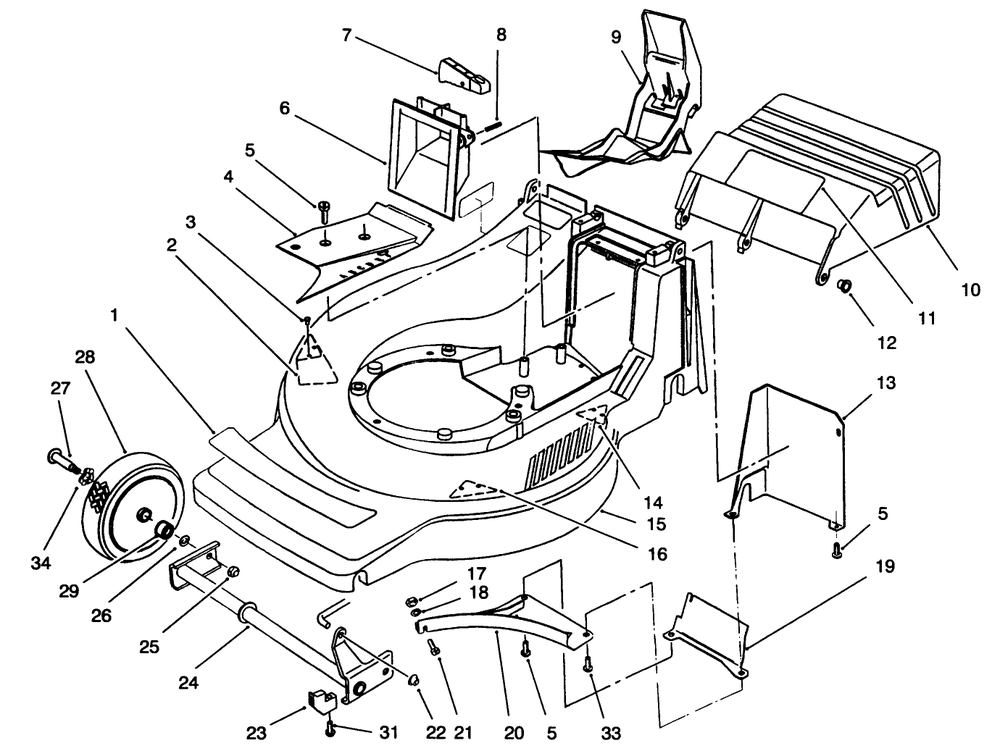 Deck Assembly Diagram and Parts List for 21050BE 6900001 - 6999999 Toro Lawn Mower