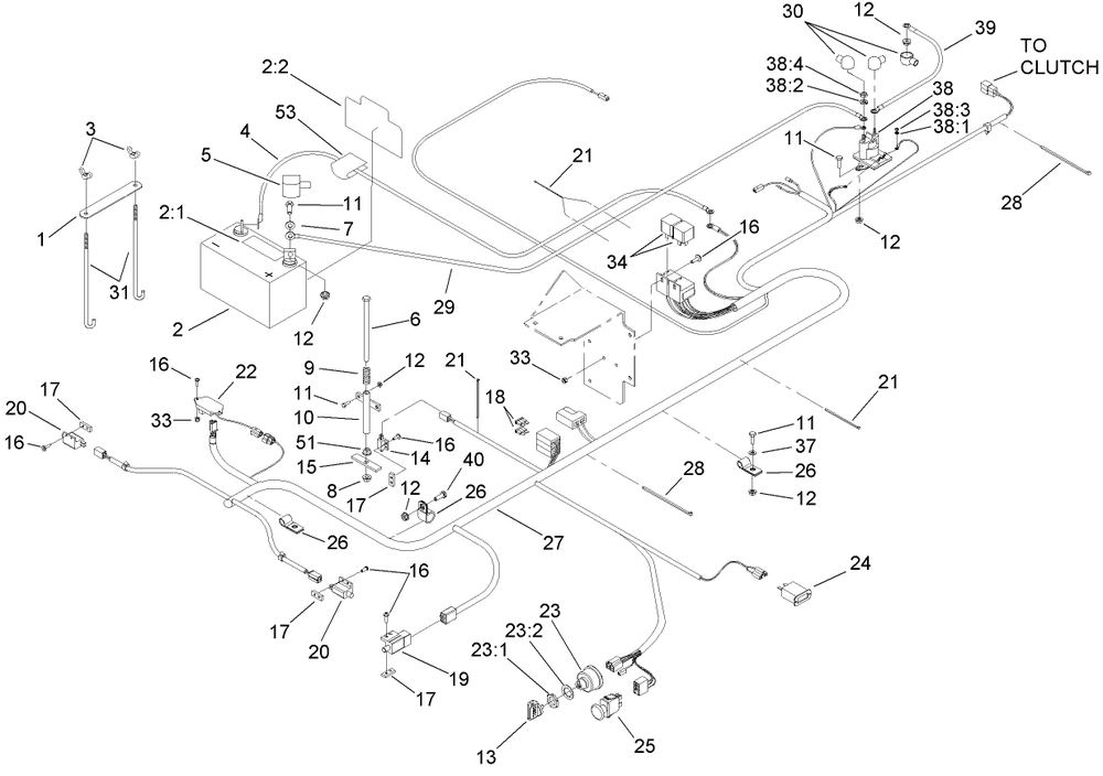 Electrical Assembly Diagram and Parts List for 74237CP (270000001-270999999)(2007) Toro Lawn Mower